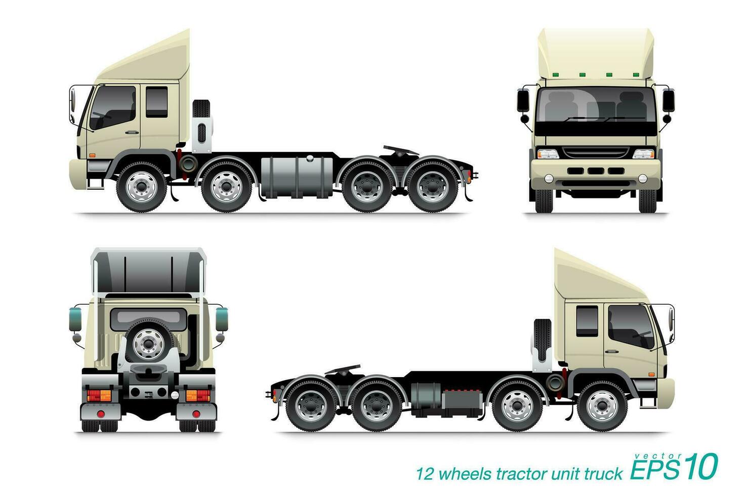 12 hjul lastbil traktor enhet vektor