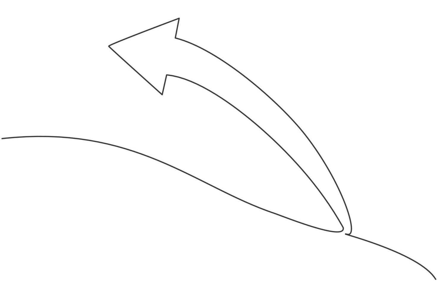 enda kontinuerlig linjeteckning av pilens bakåtriktade symbol. ångra åtgärdsikon. minimalism koncept dynamisk en rad rita grafisk design vektor illustration