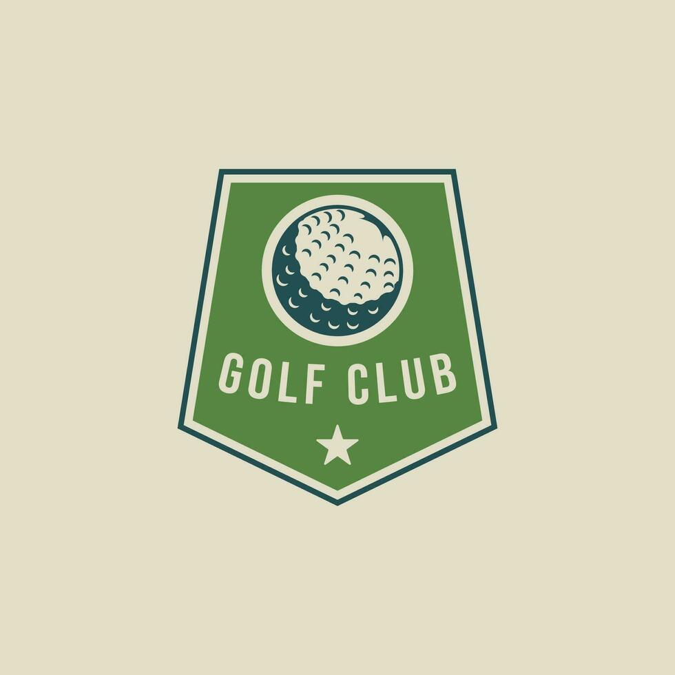 golf klubb emblem logotyp vektor illustration mall ikon grafisk design. boll av sport tecken eller symbol för turnering eller liga tim med bricka skydda begrepp