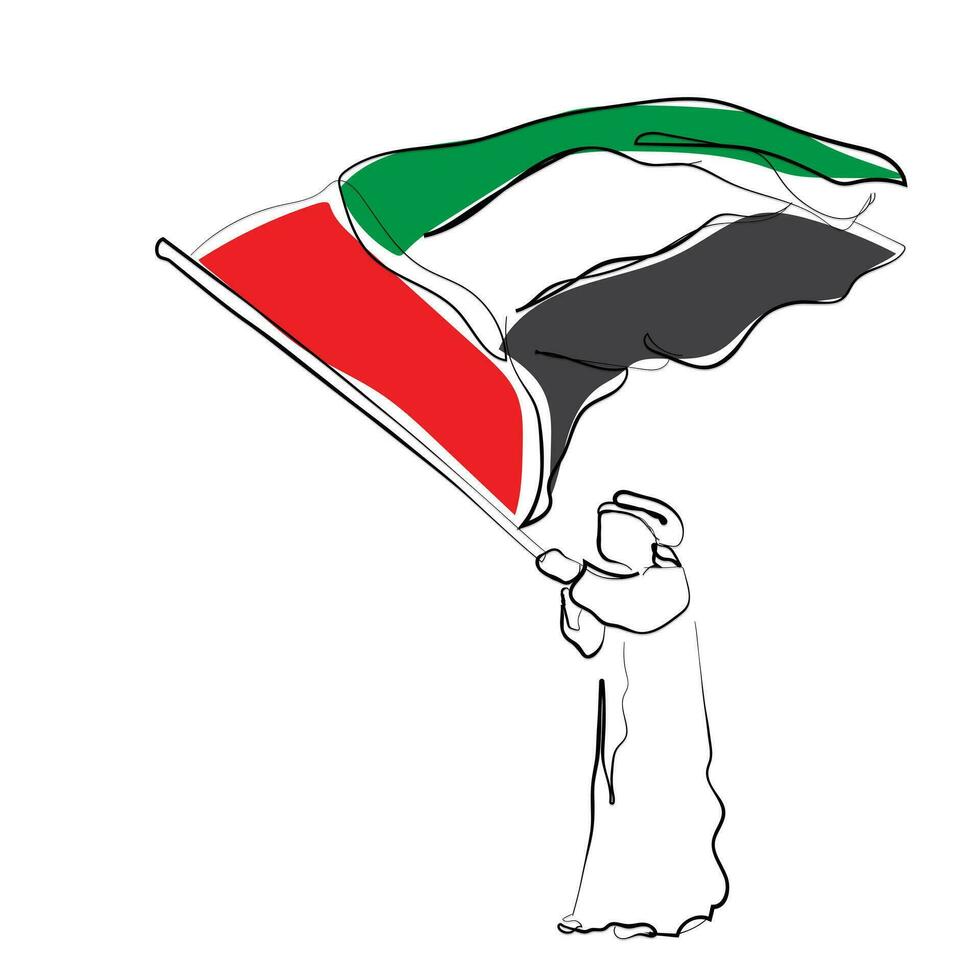 Vektor von VAE Flagge. Kinder von Vereinigte Arabische Emirate arabisch Kinder