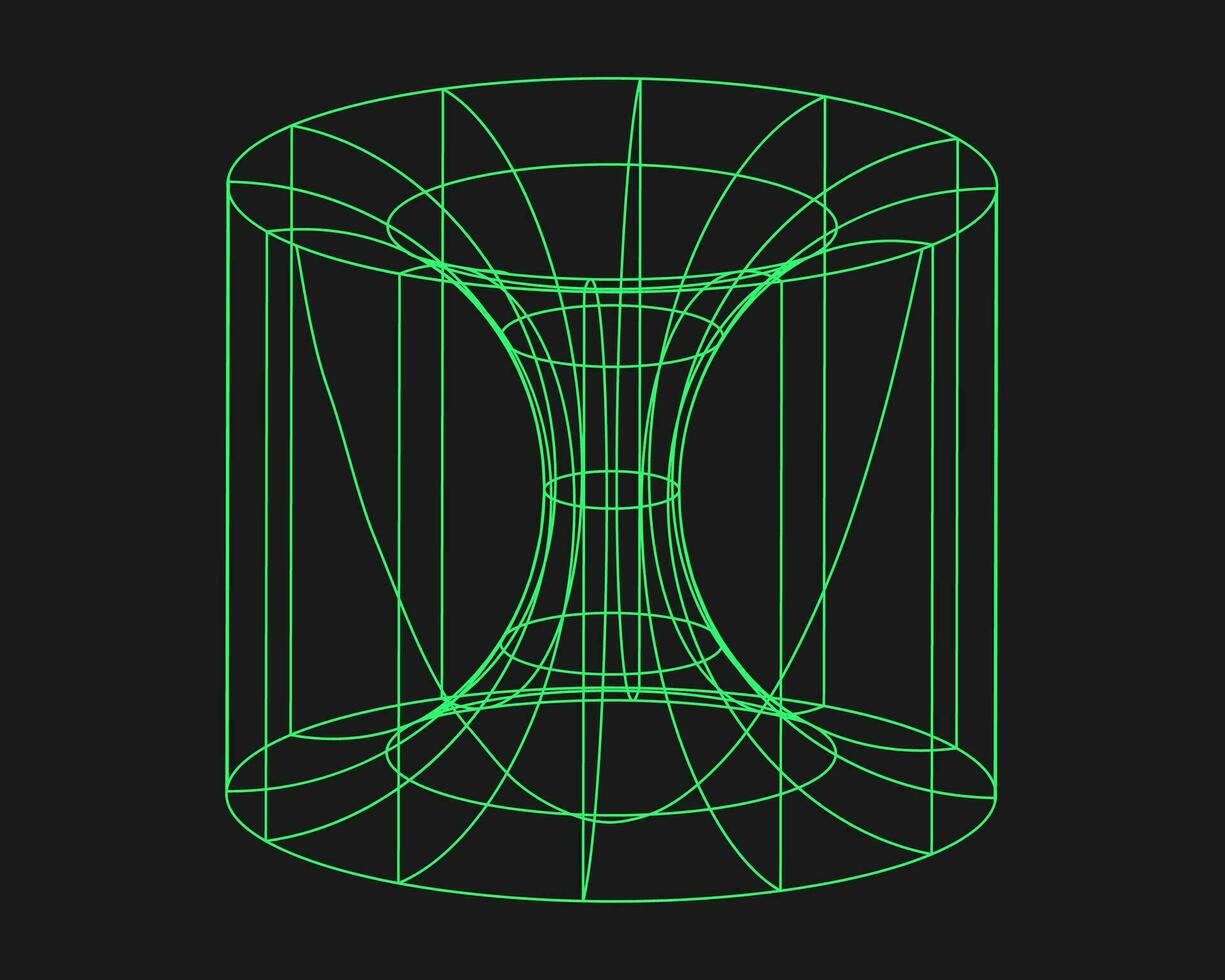 cyber geometri y2k element. cyberpunk form. isolerat stil på svart bakgrund. vektor trendig illustration.