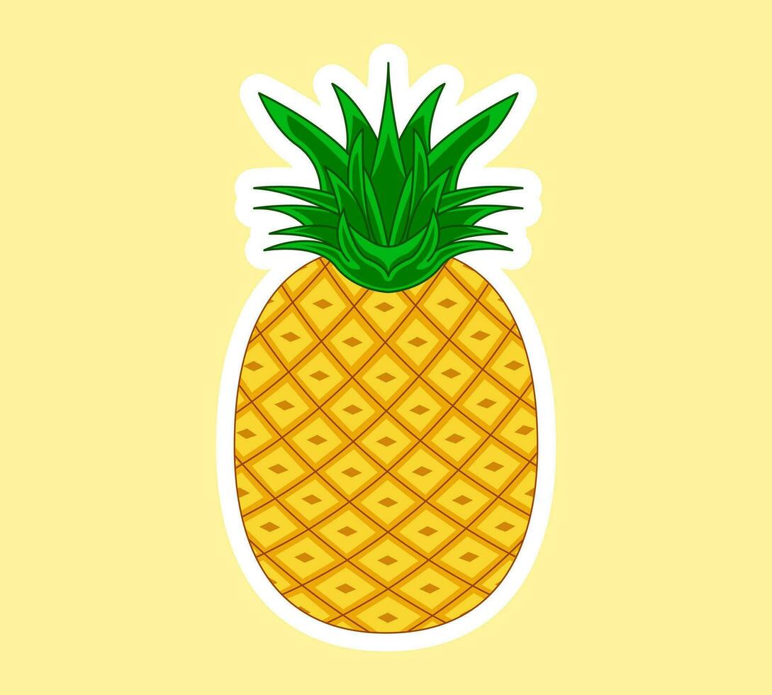 Ananas Obst Aufkleber, geeignet zum Aufkleber Drucken. vektor