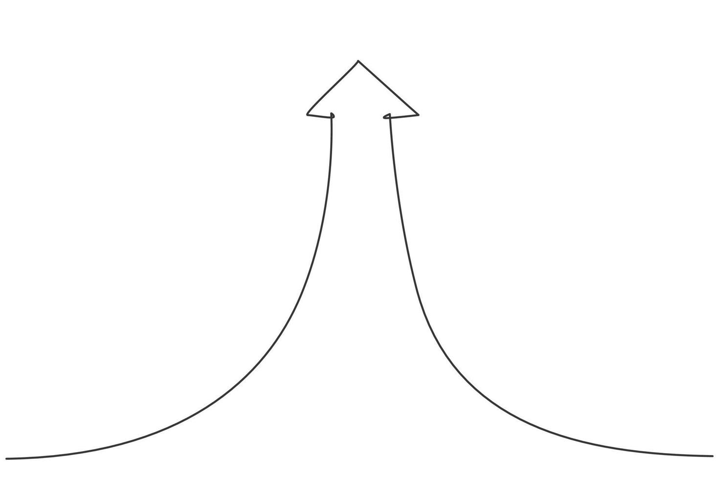 einzelne durchgehende Strichzeichnung des Erfolgs aufsteigendes Pfeilzeichenlogo. Erhöhen Sie die Leistung von Business-Finance-Diagrammen. Minimalismus-Konzept dynamische eine Linie zeichnen Grafikdesign-Vektor-Illustration vektor