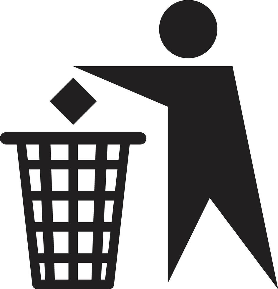 Mann werfen Müll Symbol . Recycling Zeichen Symbol Vektor . tun nicht Wurf Zeichen
