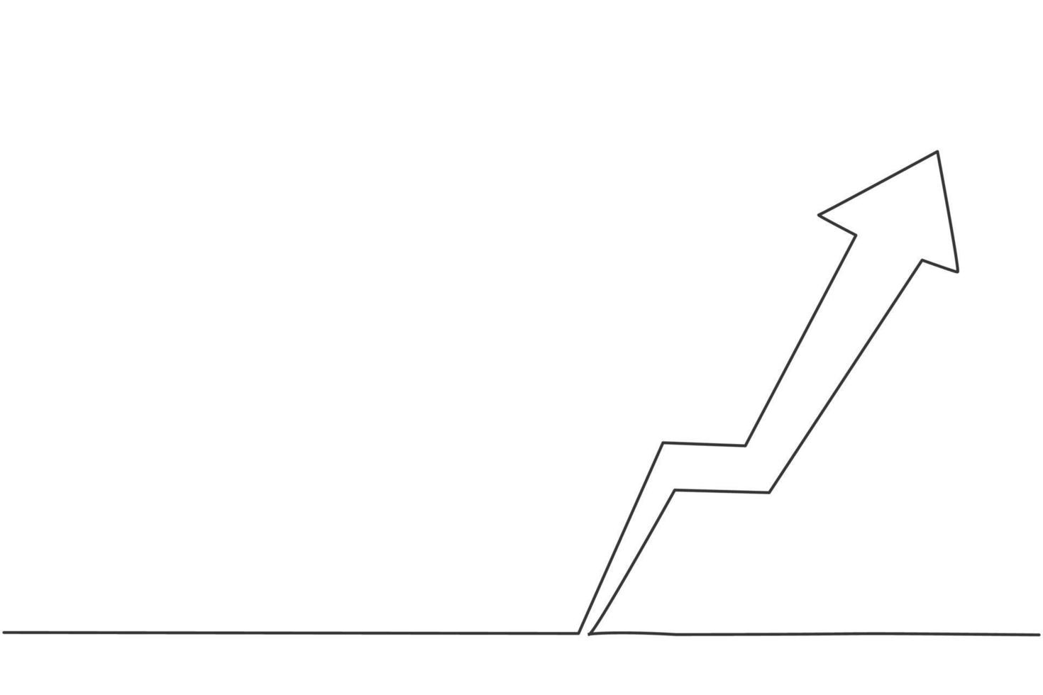 einzelne durchgehende Linienzeichnung des zunehmenden Aufwärtspfeilsymbols. Wachstum der Geschäftsabsatzdaten. Minimalismus-Konzept dynamische eine Linie zeichnen Grafikdesign-Vektor-Illustration vektor