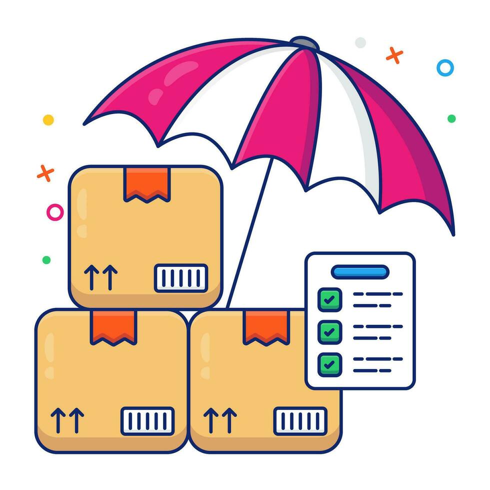 Kisten unter Regenschirm, Sonstiges Symbol von Paket Versicherung vektor