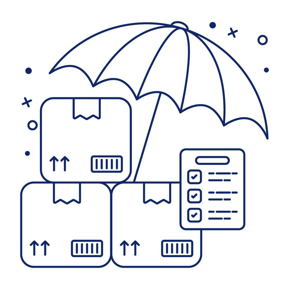 lådor under paraply, diverse ikon vektor