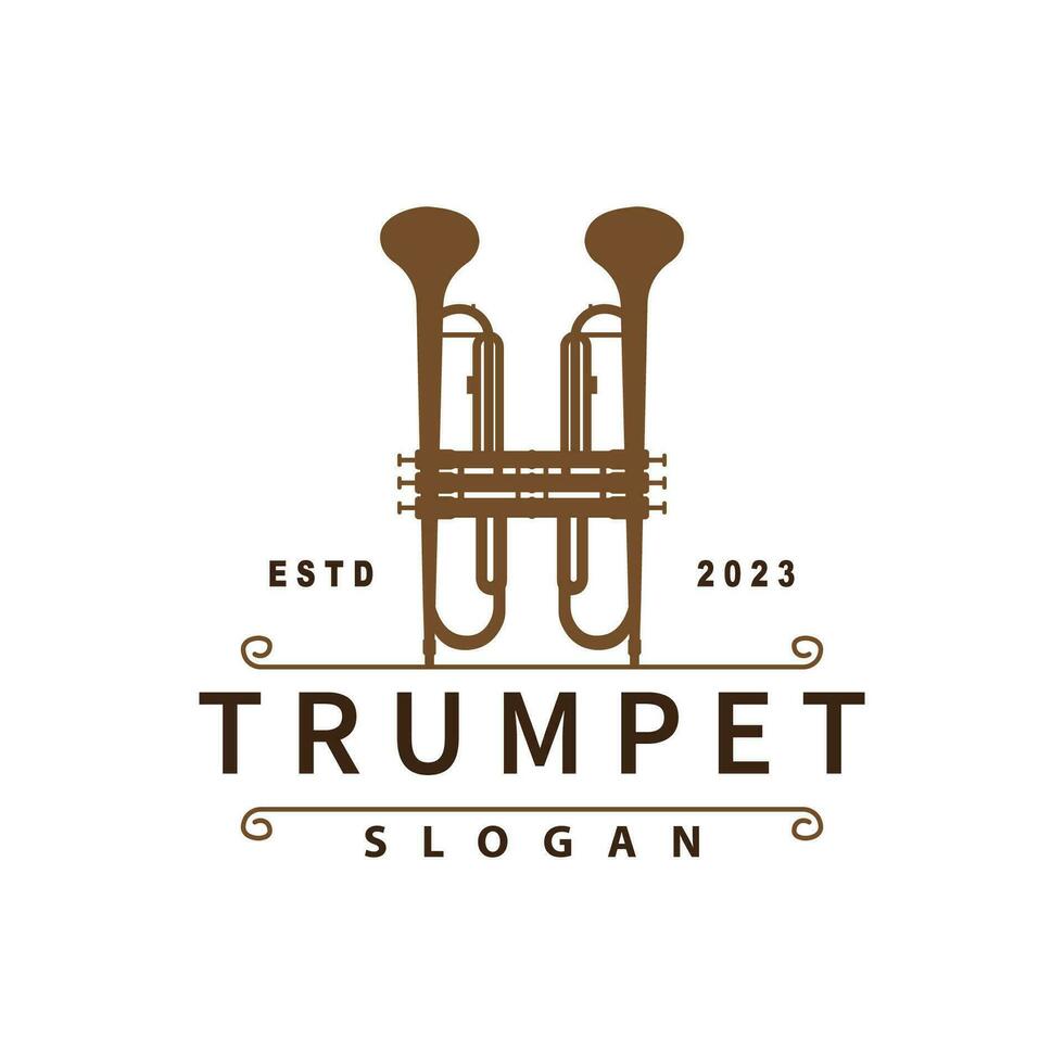 einfach Marke Silhouette Design Messing- Musical Instrument Trompete, klassisch Jazz Trompete Logo vektor