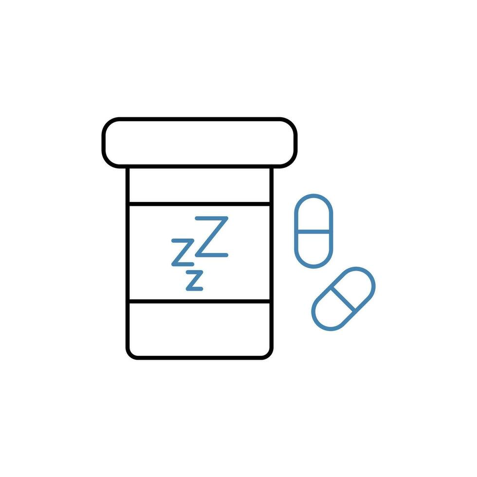 Schlafen Tabletten Konzept Linie Symbol. einfach Element Illustration. Schlafen Tabletten Konzept Gliederung Symbol Design. vektor