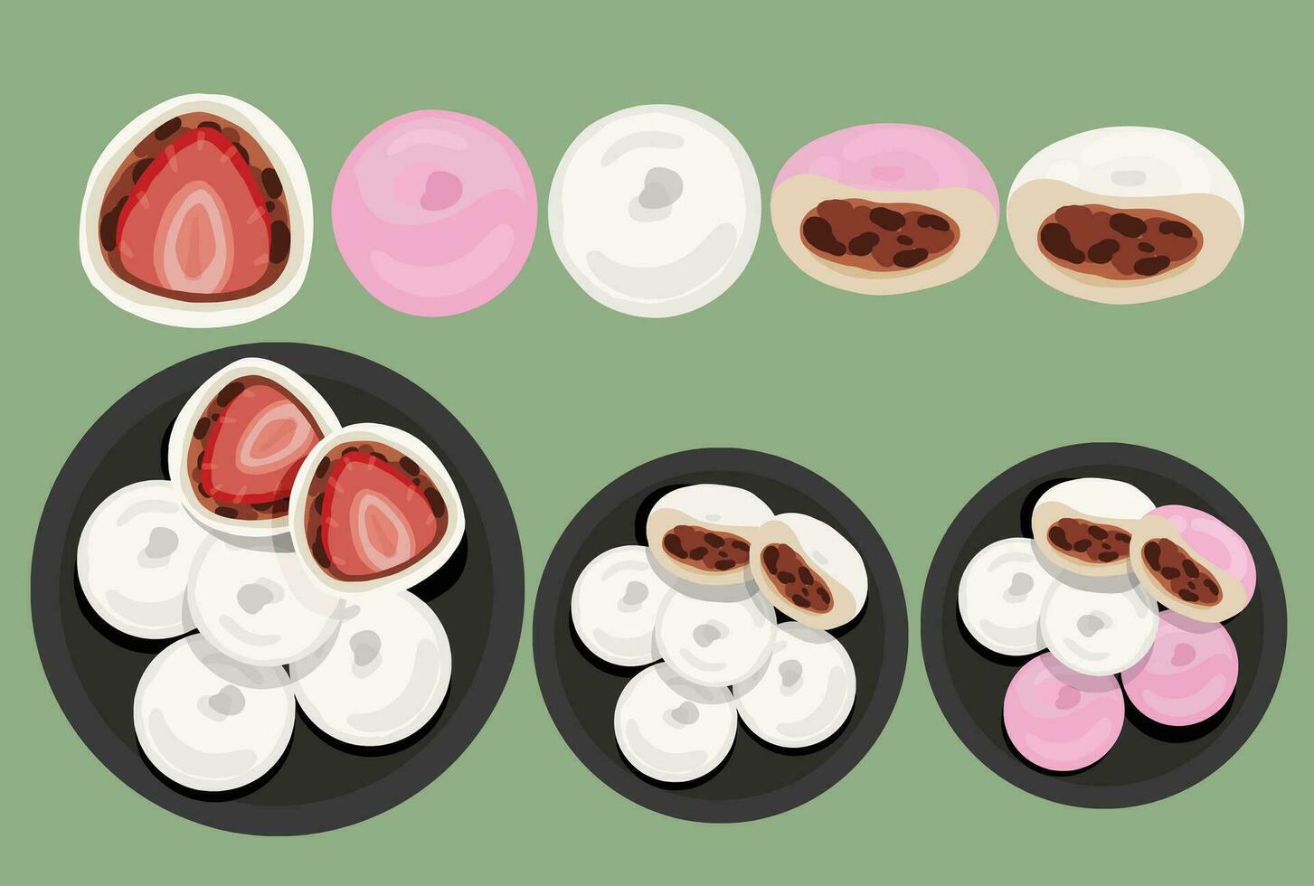 ChapsSaltteok, koreanische Art mochi. traditionell Koreanisch Reis Kuchen. Koreanisch Dessert Illustration Vektor