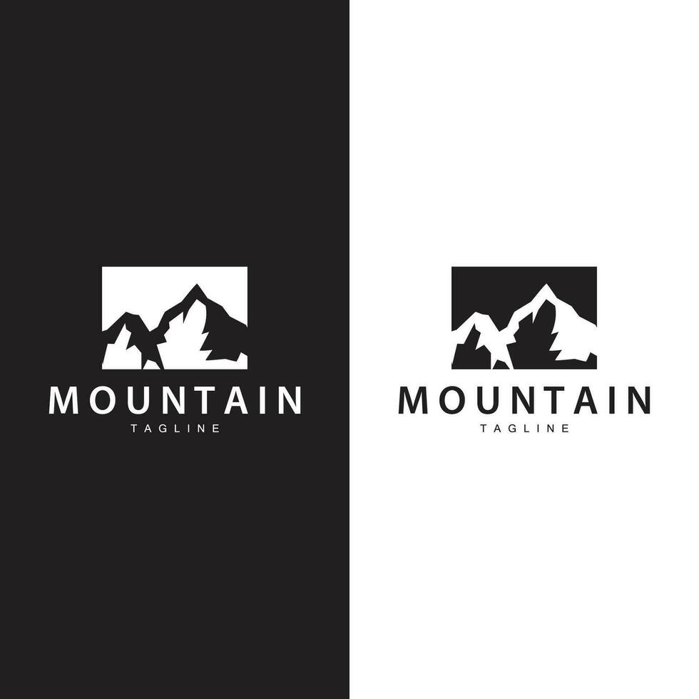 berg logotyp enkel design äventyr modell silhuett landskap enkel modern stil varumärke produkt företag vektor