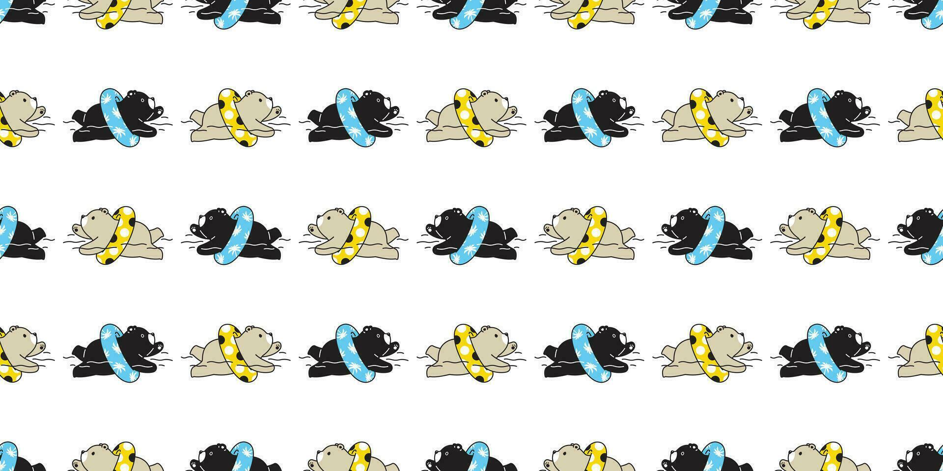 Björn sömlös mönster polär Björn vektor simning ringa scarf isolerat teddy slå samman hav sommar strand tecknad serie upprepa bakgrund bricka tapet klotter illustration design