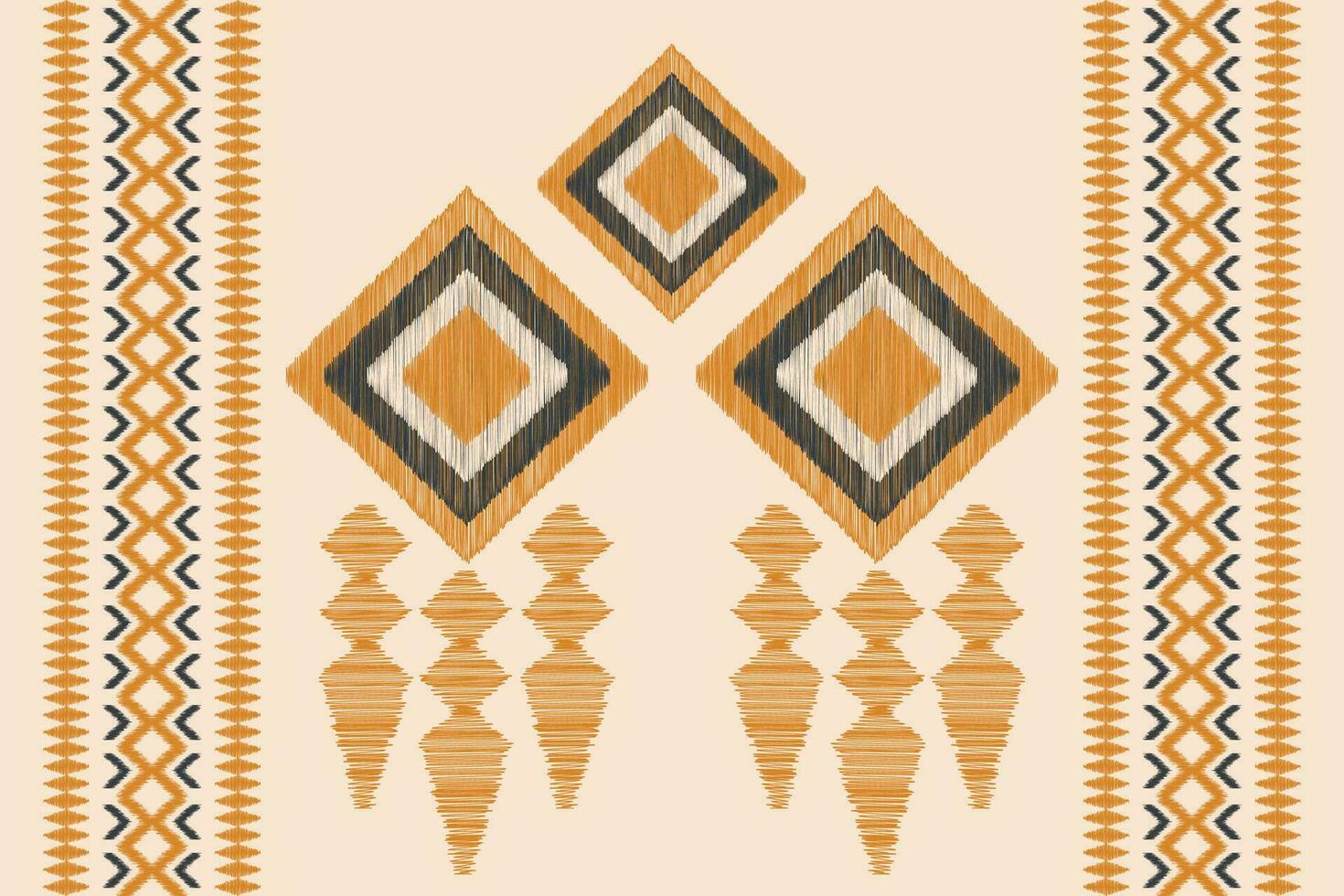 etnisk ikat tyg mönster geometrisk stil.afrikansk ikat broderi etnisk orientalisk mönster brun grädde bakgrund. abstrakt, vektor, illustration.textur, kläder, ram, dekoration, matta, motiv. vektor