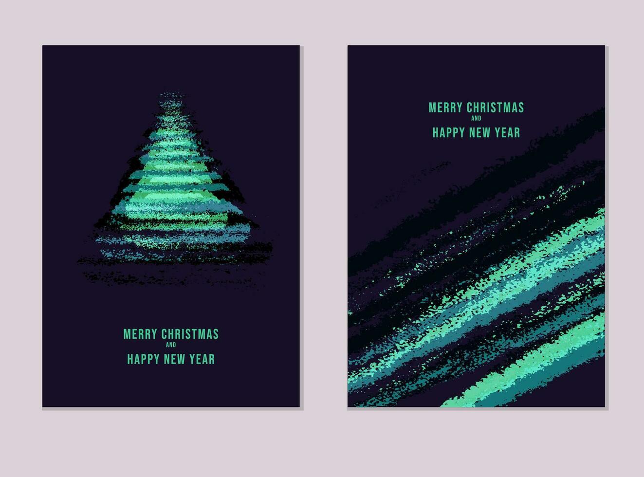 einstellen Weihnachten Urlaub Karten. ein Grün Neon- Hintergrund mit abstrakt Weihnachten Baum. Vektor Weihnachten Textur Vorlage mit Kopieren Raum.