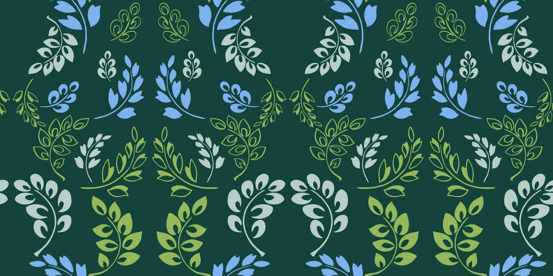 nahtlos Muster mit Vektor Hand gezeichnet Geäst Blätter. abstrakt modern Grün Blätter Blumen- Design. Vektor Design Ornament zum Papier, Abdeckung, Stoff, Innere Dekor, Textil, Hintergrund