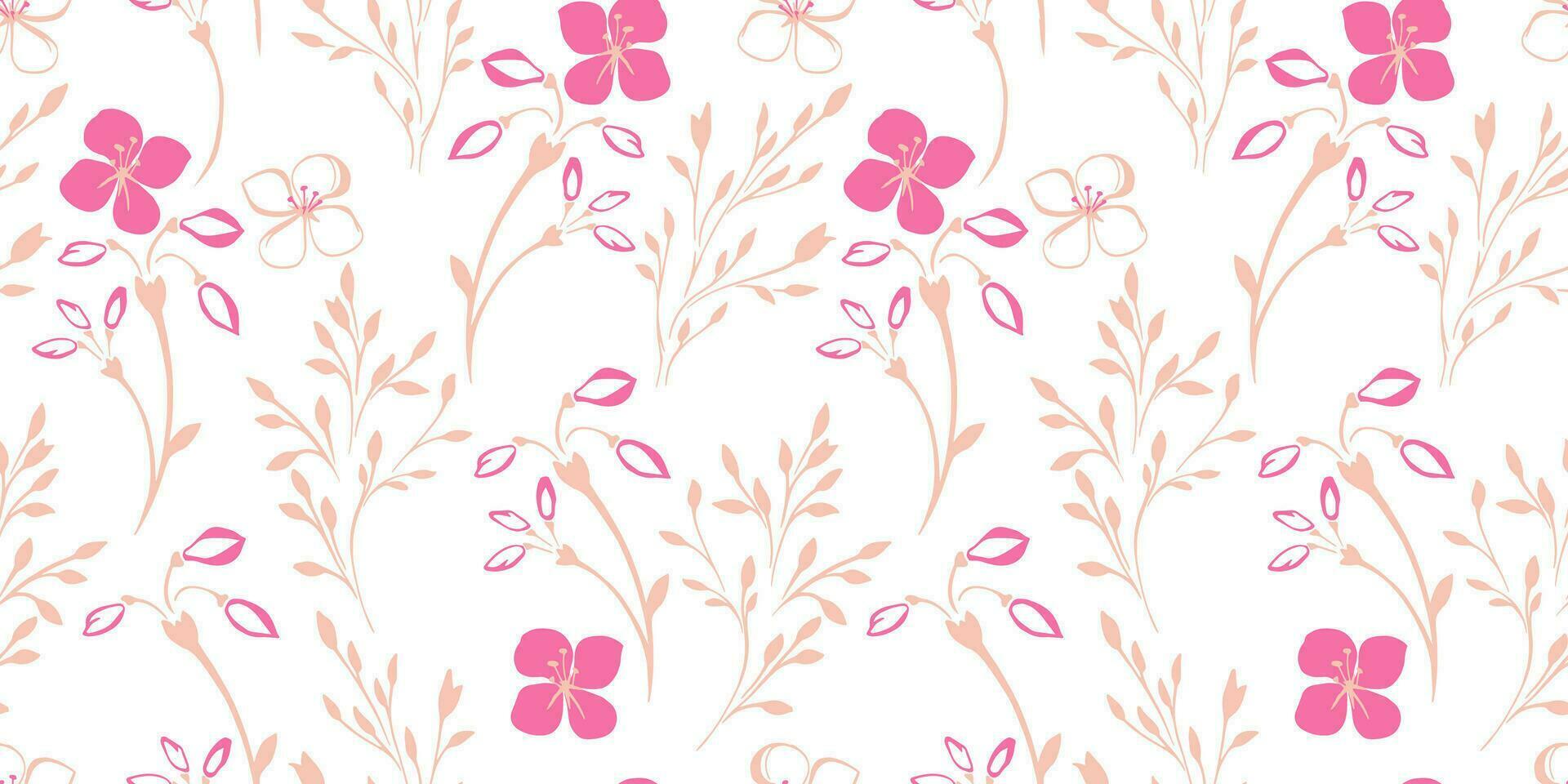 sömlös, mild, enkel, minimalistisk blommor mönster. vektor hand dragen abstrakt grenar blommor. mall för textil, mode, skriva ut, yta design, papper, omslag, tyg