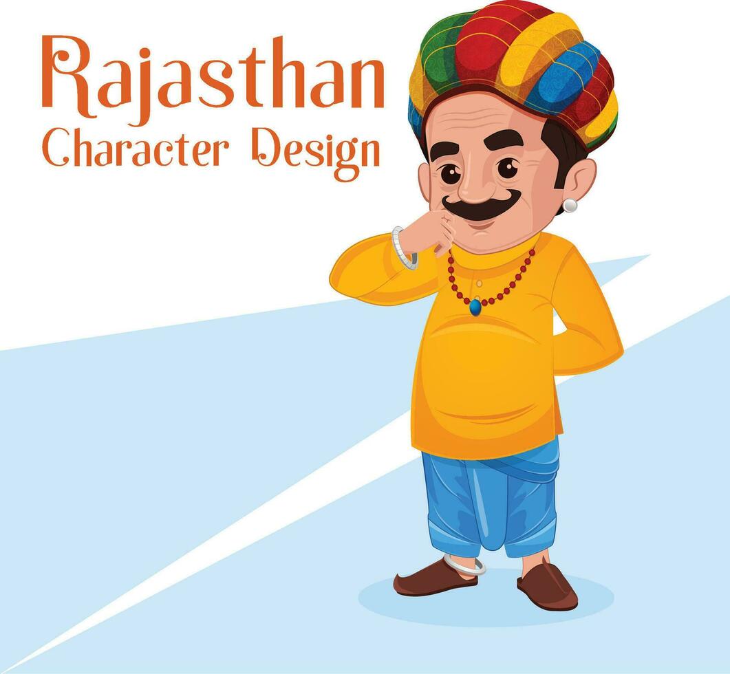 Vektor Karikatur Illustration von Rajasthani Mann Charakter Design