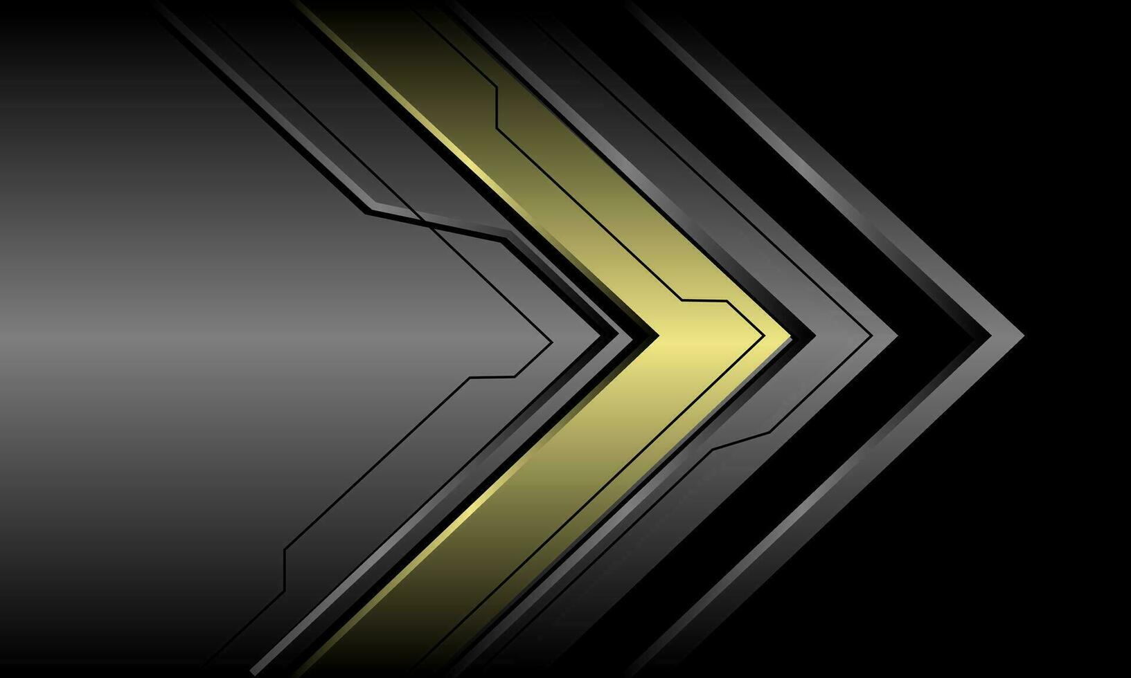 abstrakt grå metallisk guld pil cyber riktning geometrisk design modern trogen teknologi bakgrund vektor