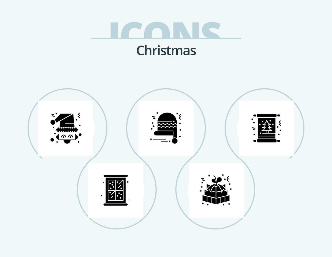 jul glyf ikon packa 5 ikon design. jul. santa hatt. gåva packa. tomten. jultomten vektor