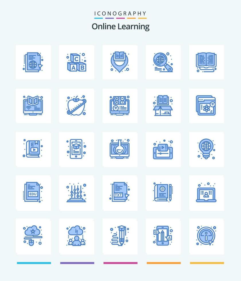 kreativ online Lernen 25 Blau Symbol Pack eine solche wie Bibliothek. suchen. Schule. Internet. Lernen vektor