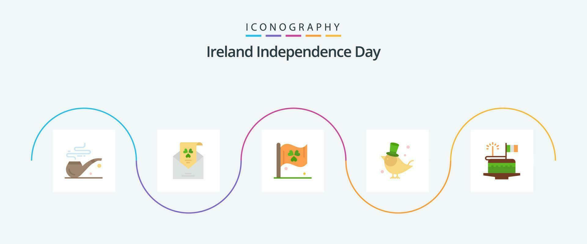 Irland Unabhängigkeit Tag eben 5 Symbol Pack einschließlich Festival. zelebrieren. unterzeichnen. Kuchen. Haustier vektor