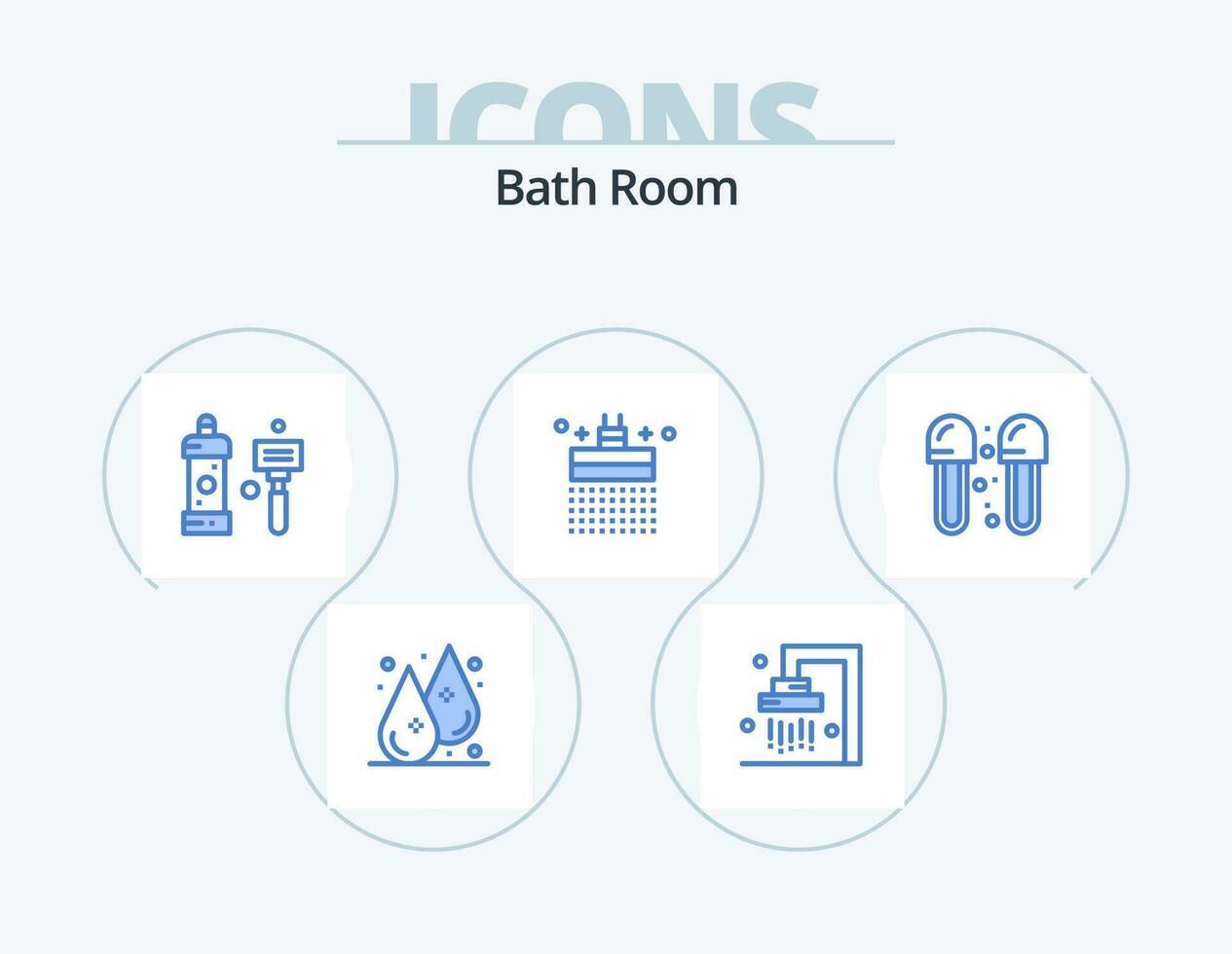 bad rum blå ikon packa 5 ikon design. bad. dusch. bad. badrum. dusch vektor