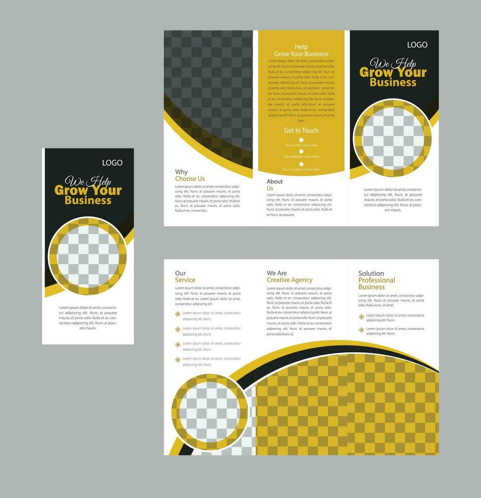 företags- trifold broschyr design mall med vit bakgrund design. vektor