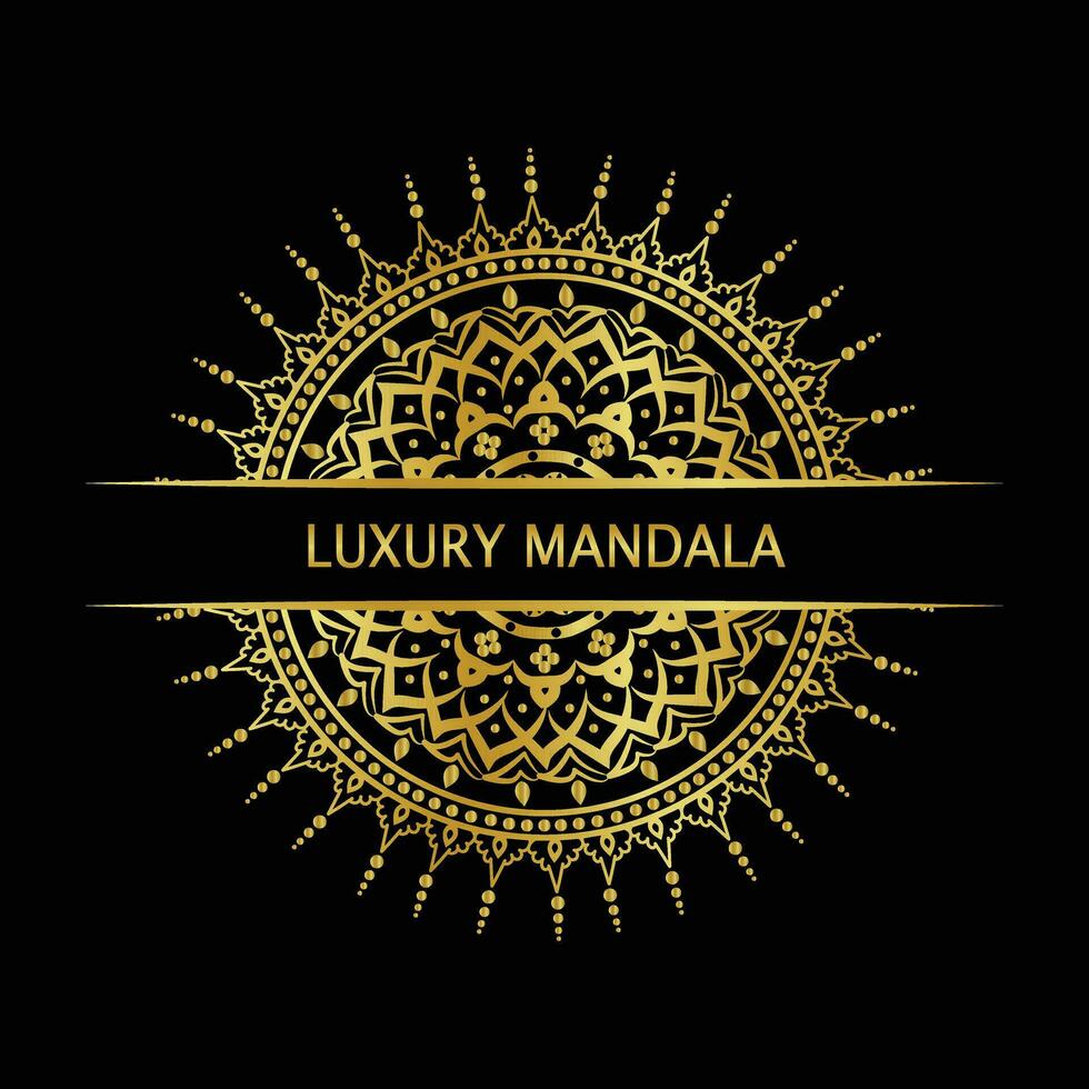 Luxus Mandala Design Vorlage mit schwarz Farbe Hintergrund. vektor