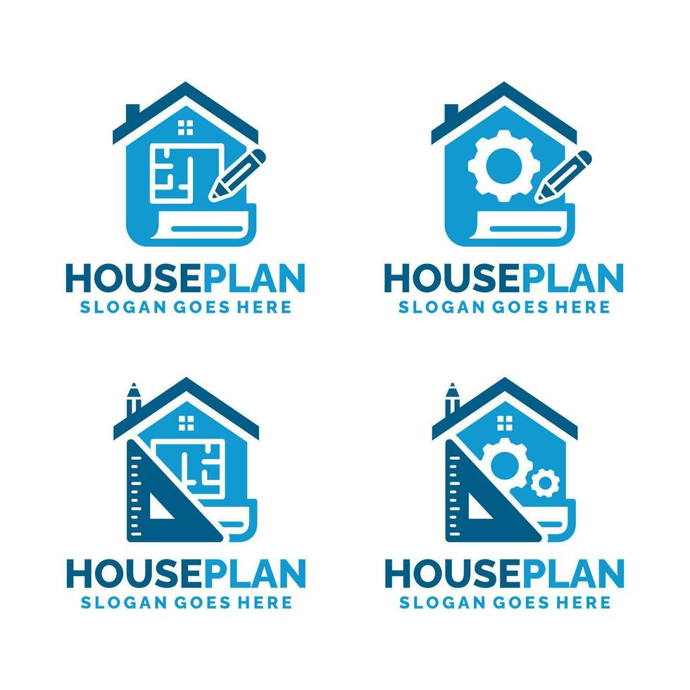 Haus planen Logo einstellen Design Vektor Illustration. Entwurf Logo einstellen
