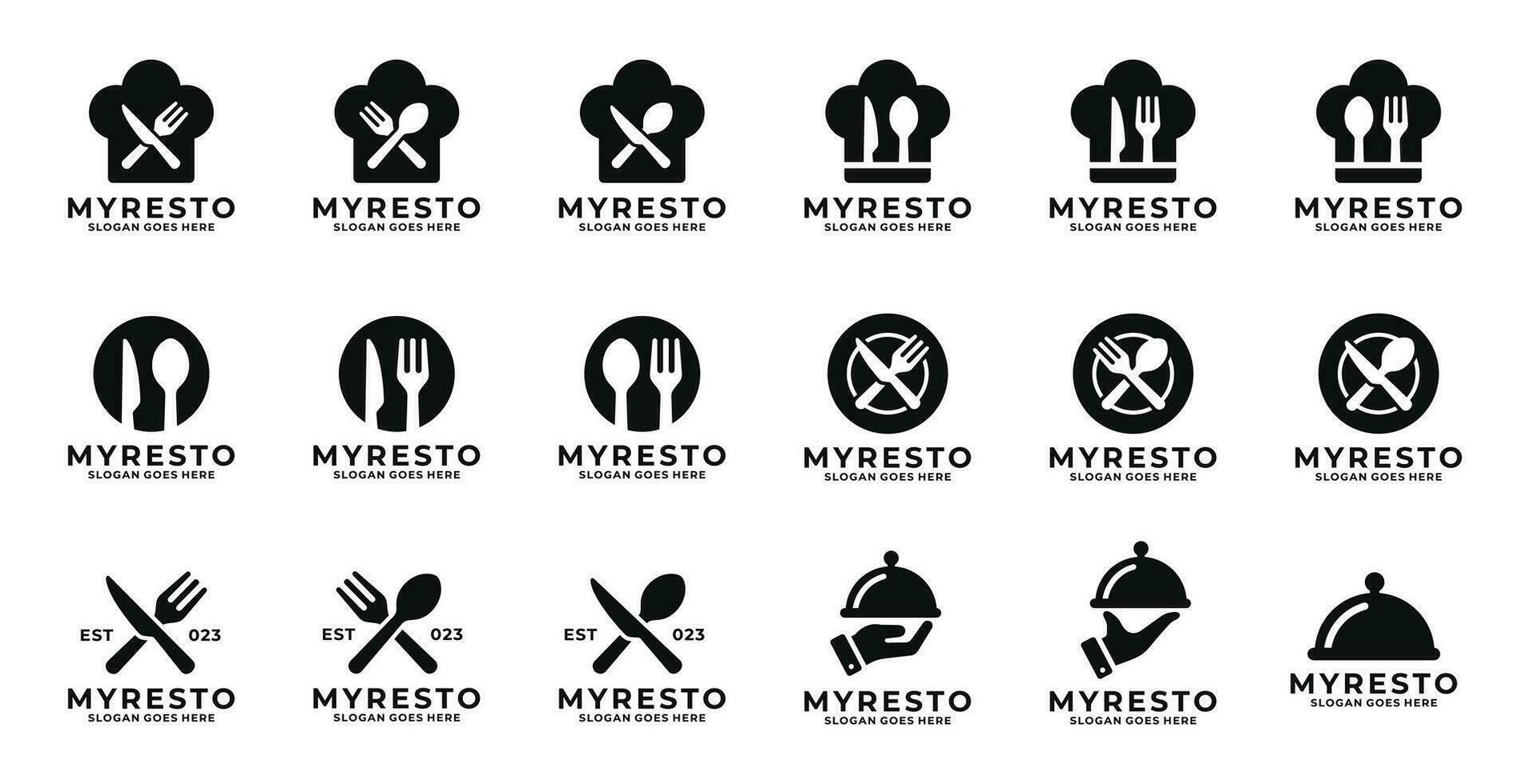 Restaurant Logo einstellen Design Vektor Illustration