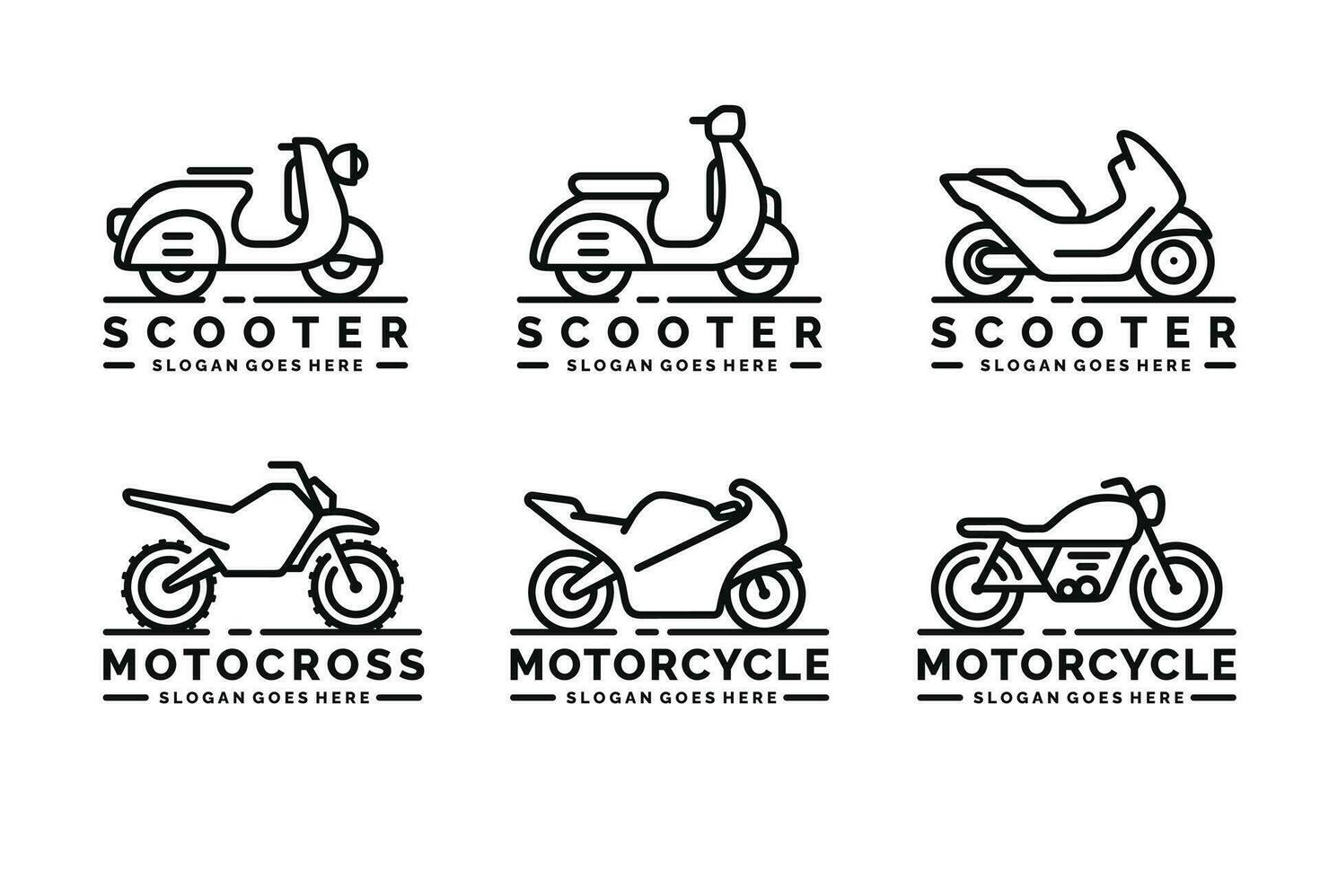 motorcykel logotyp uppsättning design vektor illustration