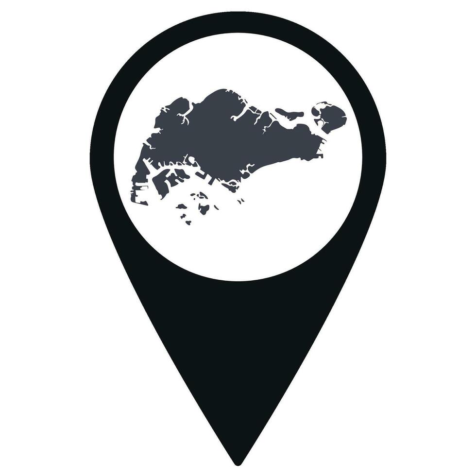 schwarz Zeiger oder Stift Ort mit Singapur Karte innen. Karte von Singapur vektor