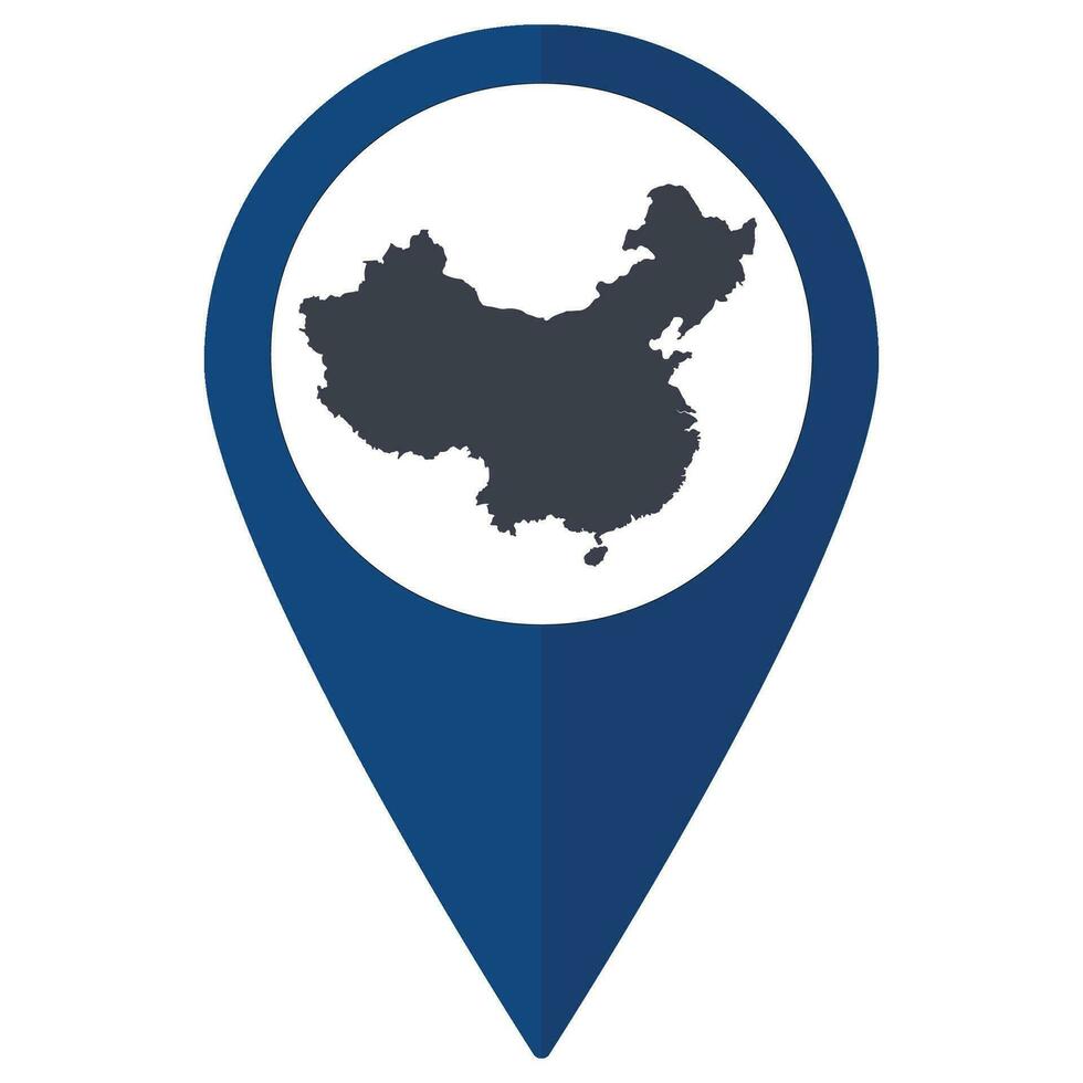 Blau Zeiger oder Stift Ort mit China Karte innen. Karte von China vektor