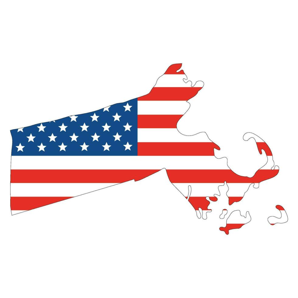 massachusetts stat Karta med USA flagga. USA Karta vektor