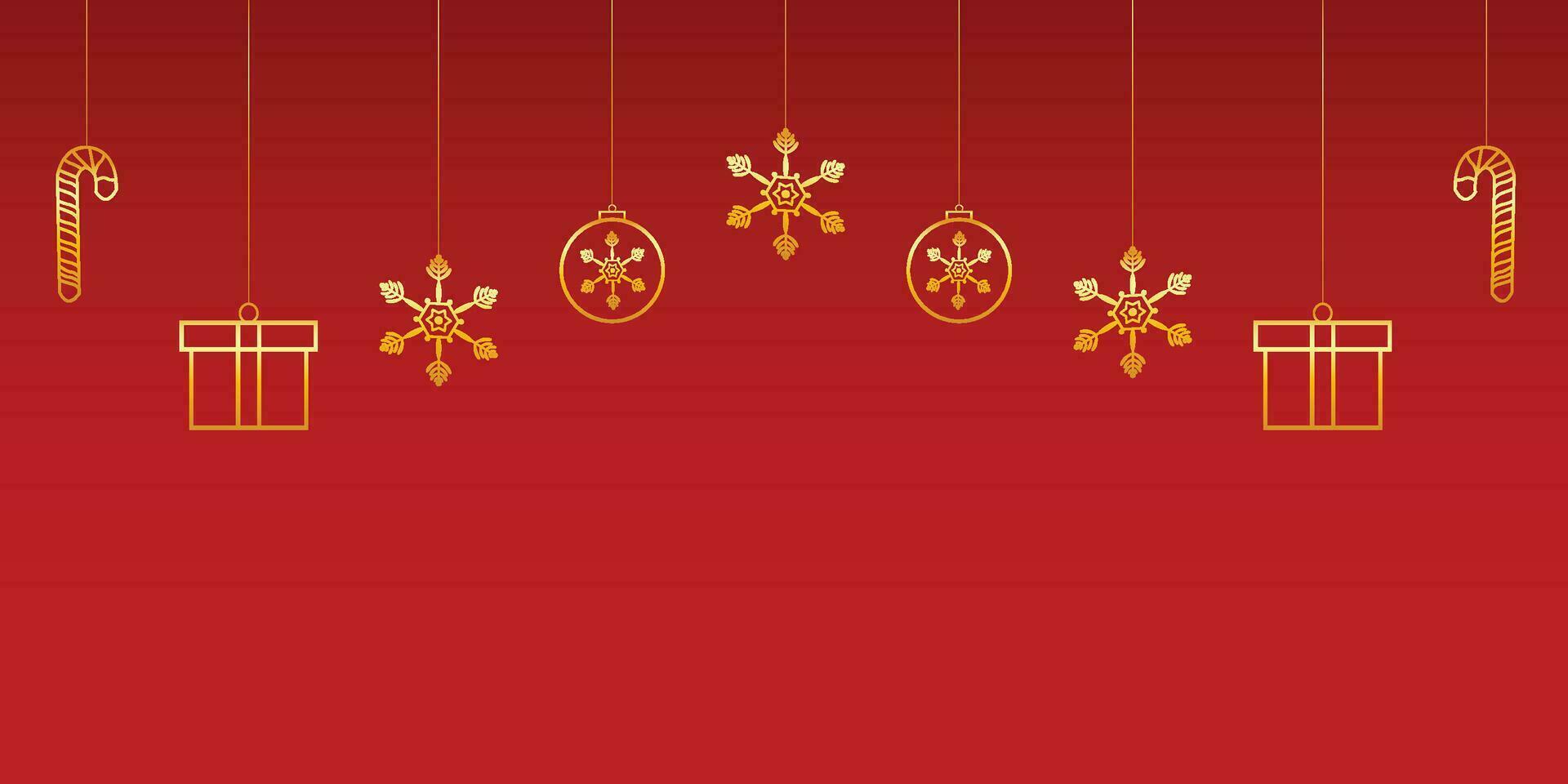 fröhlich Weihnachten Banner mit golden Sterne und Kisten mit golden Süßigkeiten vektor