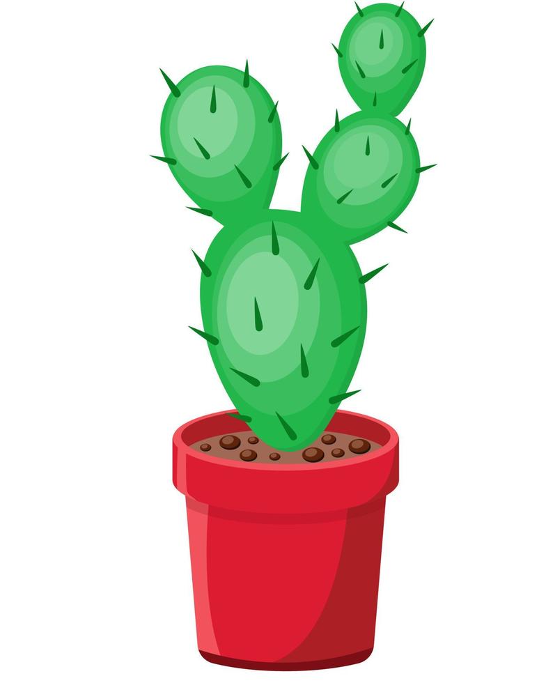 schöner natürlicher Kaktus in einer roten Topfvektorillustration vektor
