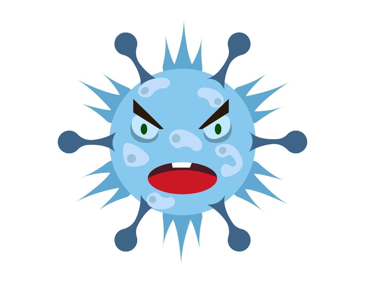Illustration des süßen hellblauen Bakteriencharakters. Cartoon-Mikroben. vektor