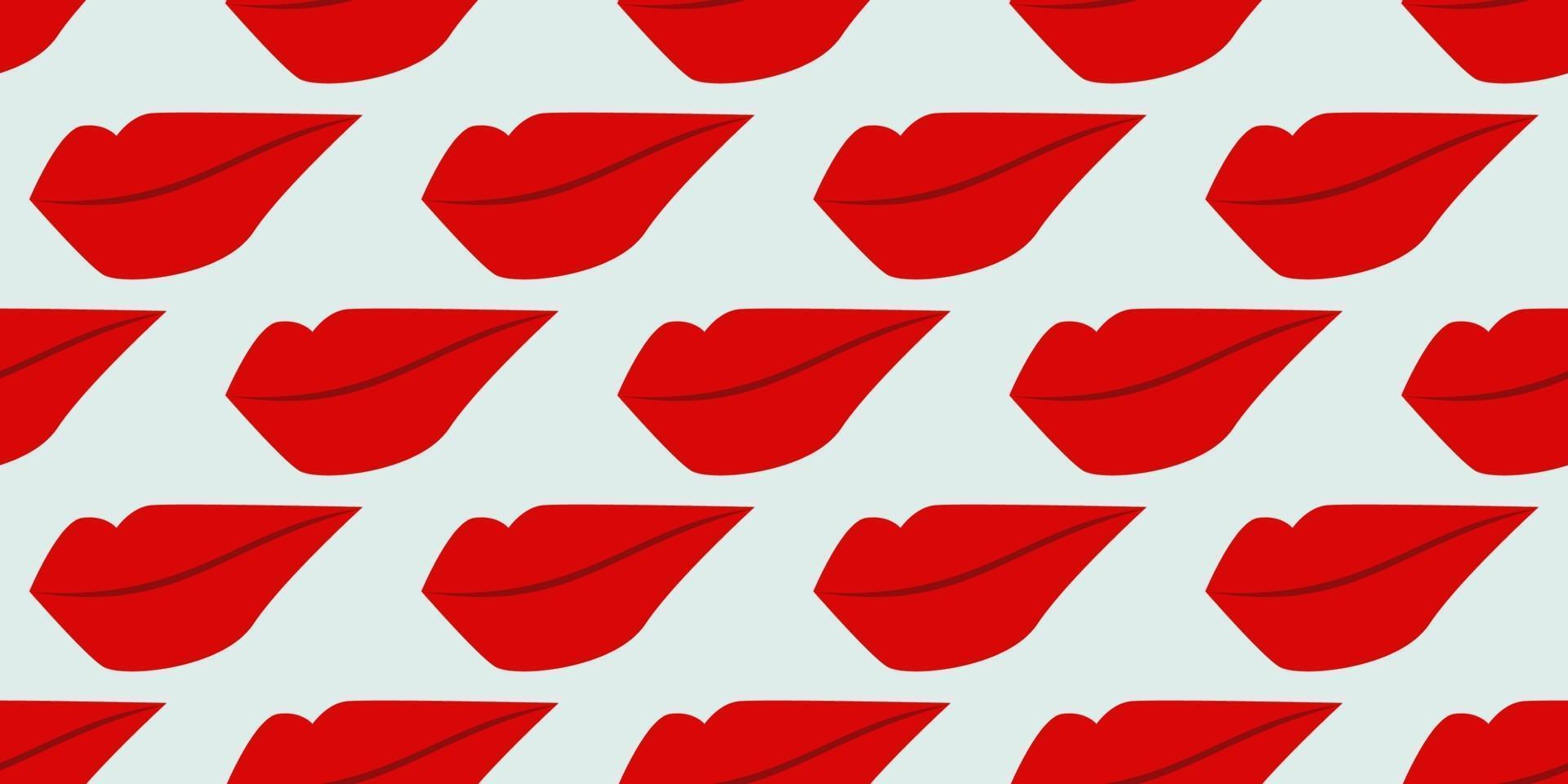 sömlösa mönster av röda kvinnliga läppar isolerad på ljus röd bakgrund. kosmetik koncept. kostymer för dekorativt papper, förpackningar, omslag, presentförpackning och husinredning. vektor