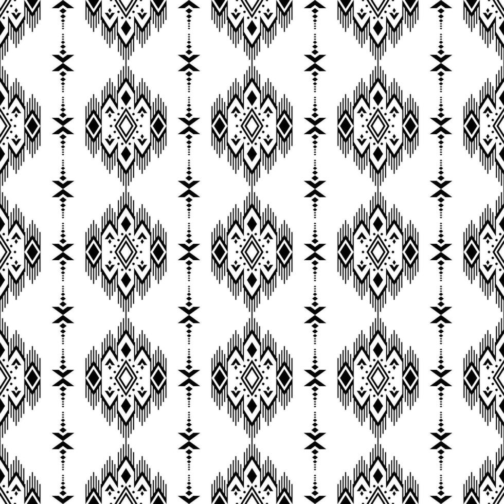 geometrisch ethnisch nahtlos Muster im einheimisch amerikanisch Stil. Pixel Muster mit Stammes- aztekisch Motive im schwarz und Weiß Farbe. Design zum Textil, Stoff, Kleidung, Vorhang, Teppich, Ornament, Hintergrund. vektor