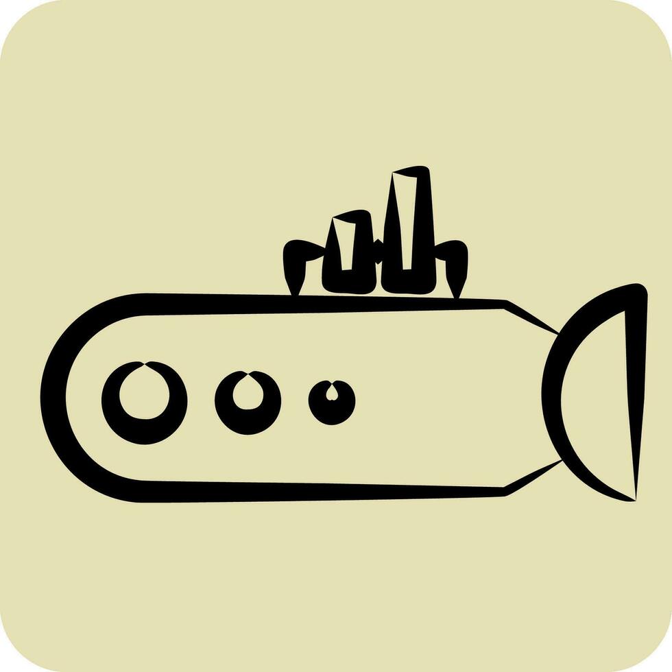 Symbol U-Boot. verbunden zu Meer Symbol. Hand gezeichnet Stil. einfach Design editierbar. einfach Illustration vektor