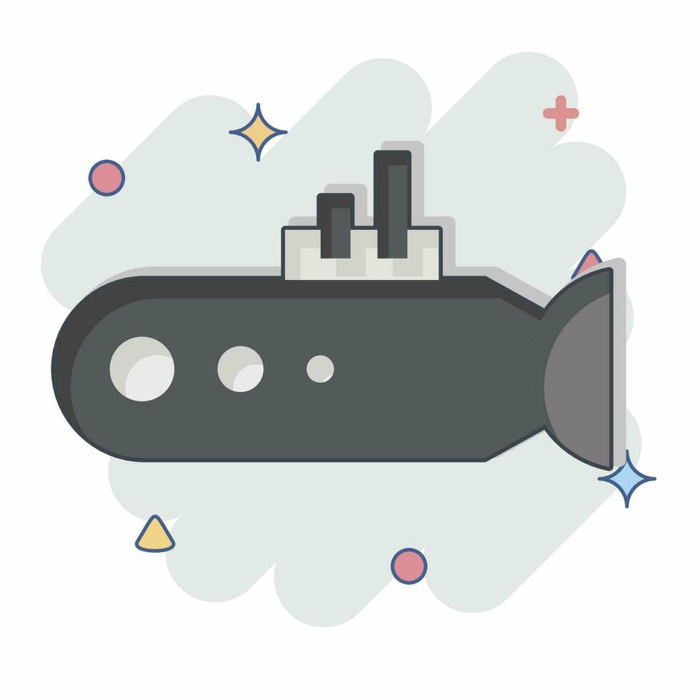 Symbol U-Boot. verbunden zu Meer Symbol. Comic Stil. einfach Design editierbar. einfach Illustration vektor