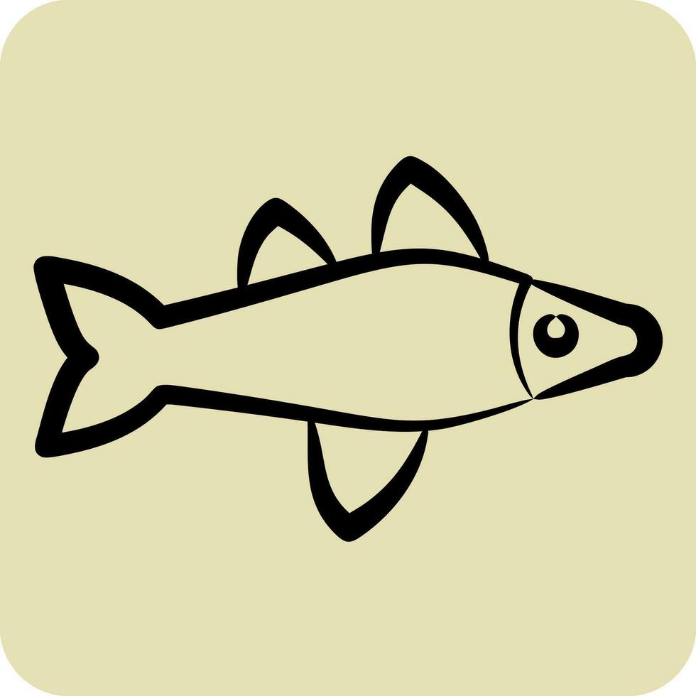 ikon fisk. relaterad till hav symbol. hand dragen stil. enkel design redigerbar. enkel illustration vektor