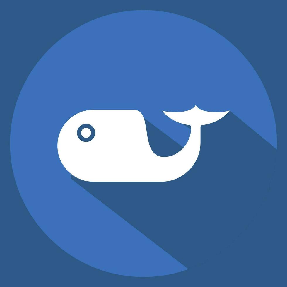 ikon delfin. relaterad till hav symbol. lång skugga stil. enkel design redigerbar. enkel illustration vektor
