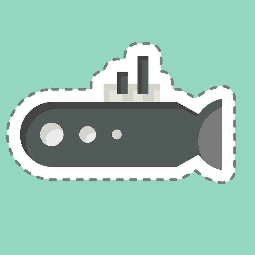 klistermärke linje skära u-båt. relaterad till hav symbol. enkel design redigerbar. enkel illustration vektor