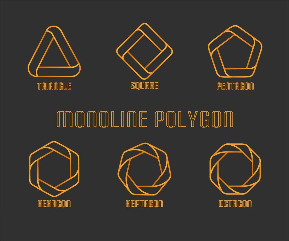 samling av polygon formelement monolin design vektor