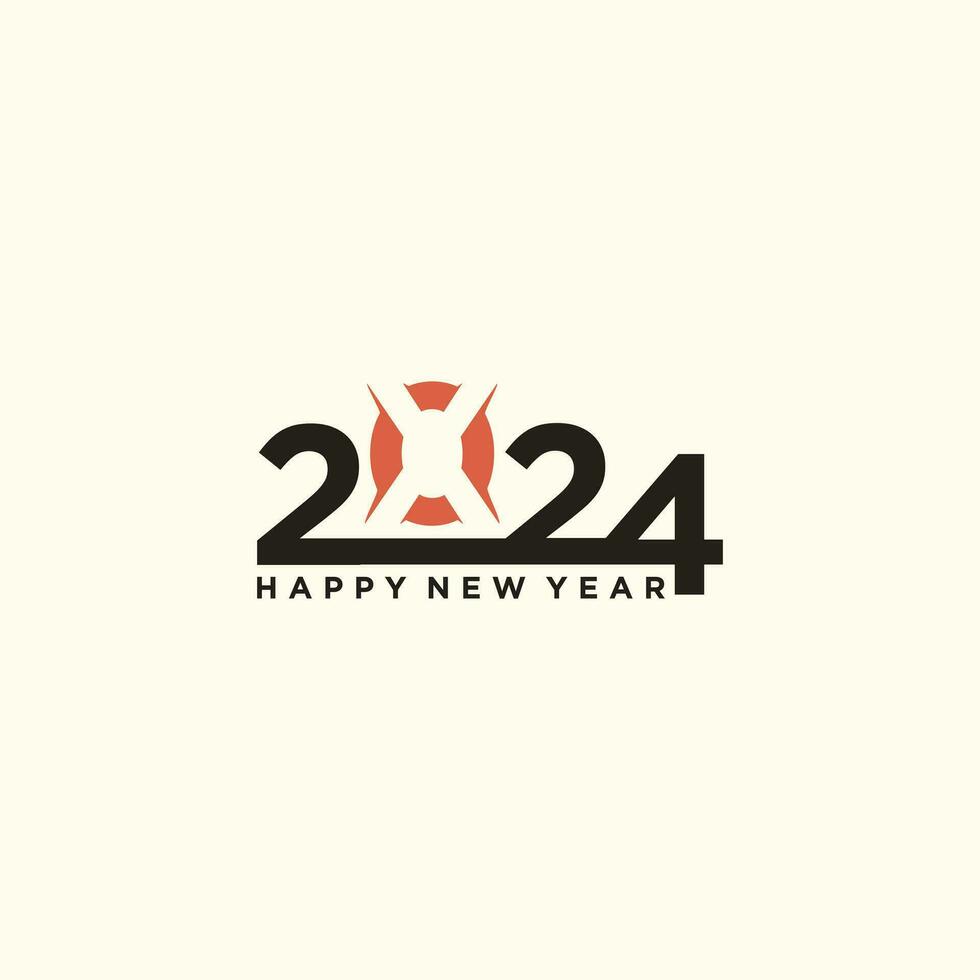 2024 Lycklig ny år logotyp text design 2024 siffra design mall vektor illustration
