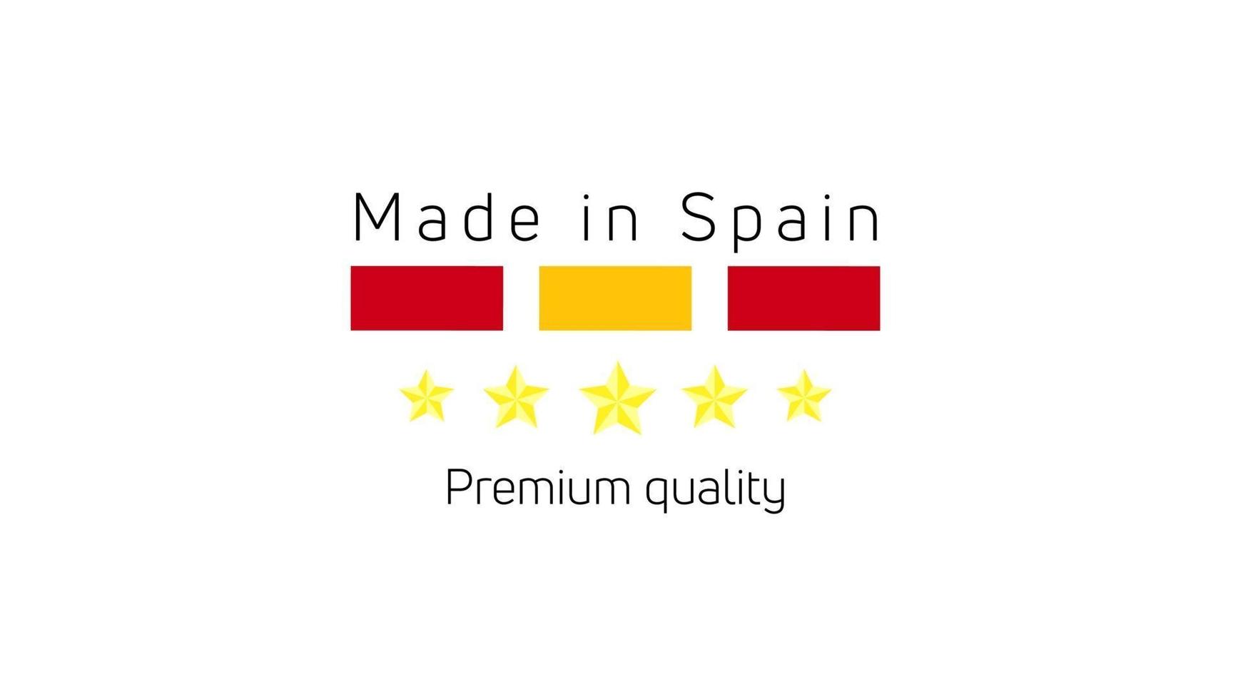 tillverkad i Spanien etikett. vektor design för taggar, märken, klistermärken, produkt, emblem.