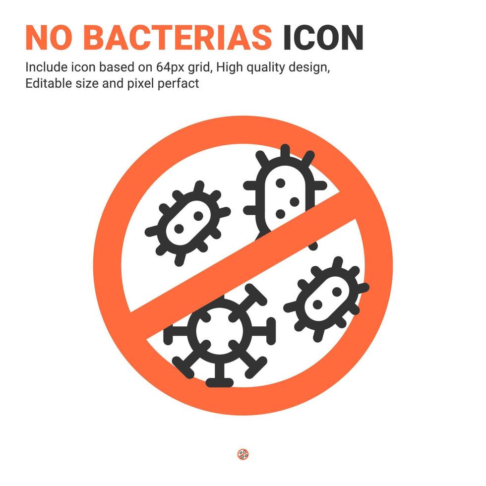 inga bakterier, viruslinjeikon med fylld konturstil isolerad på vit bakgrund. vektorgrafik illustration covid 19 virustest linjär tecken symbol ikon koncept för vård, ui och webbdesign vektor