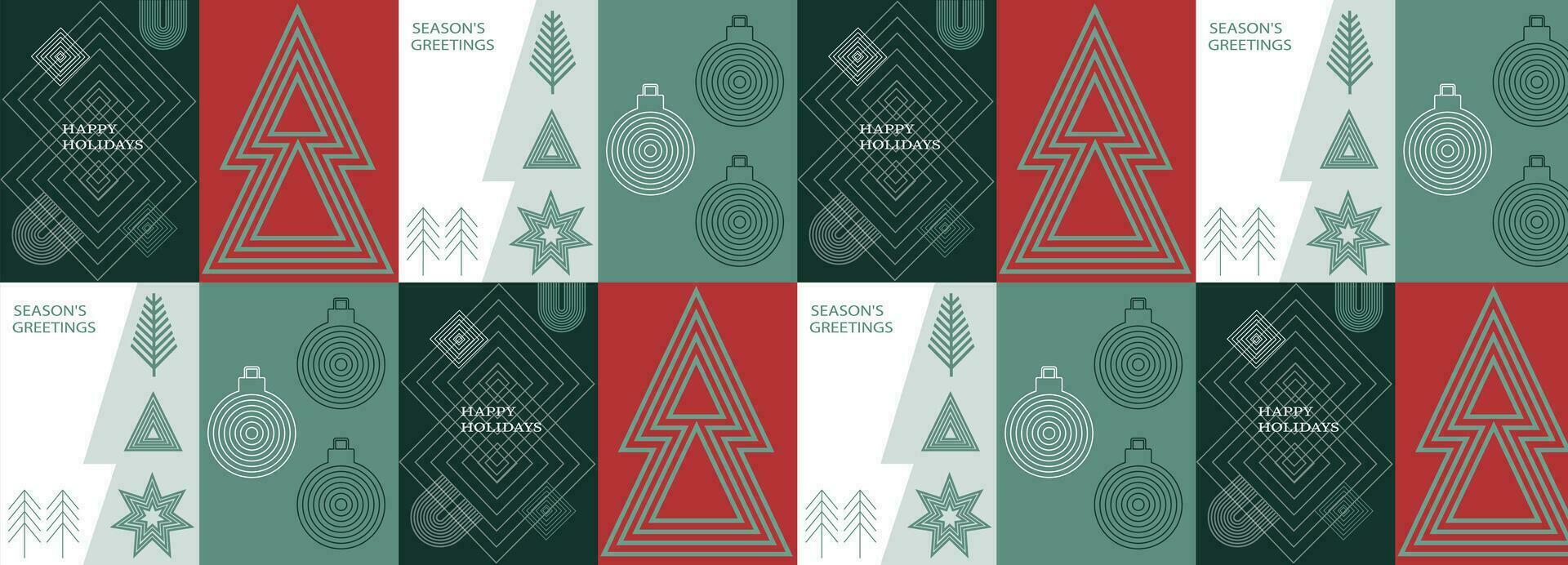 fröhlich Weihnachten, Weihnachten skandinavisch geometrisch nahtlos Muster. Weihnachten Zeichen Weihnachtsmann, Baum, Girlande, Socke, Dekoration, Schneeflocke. Vektor Illustration.