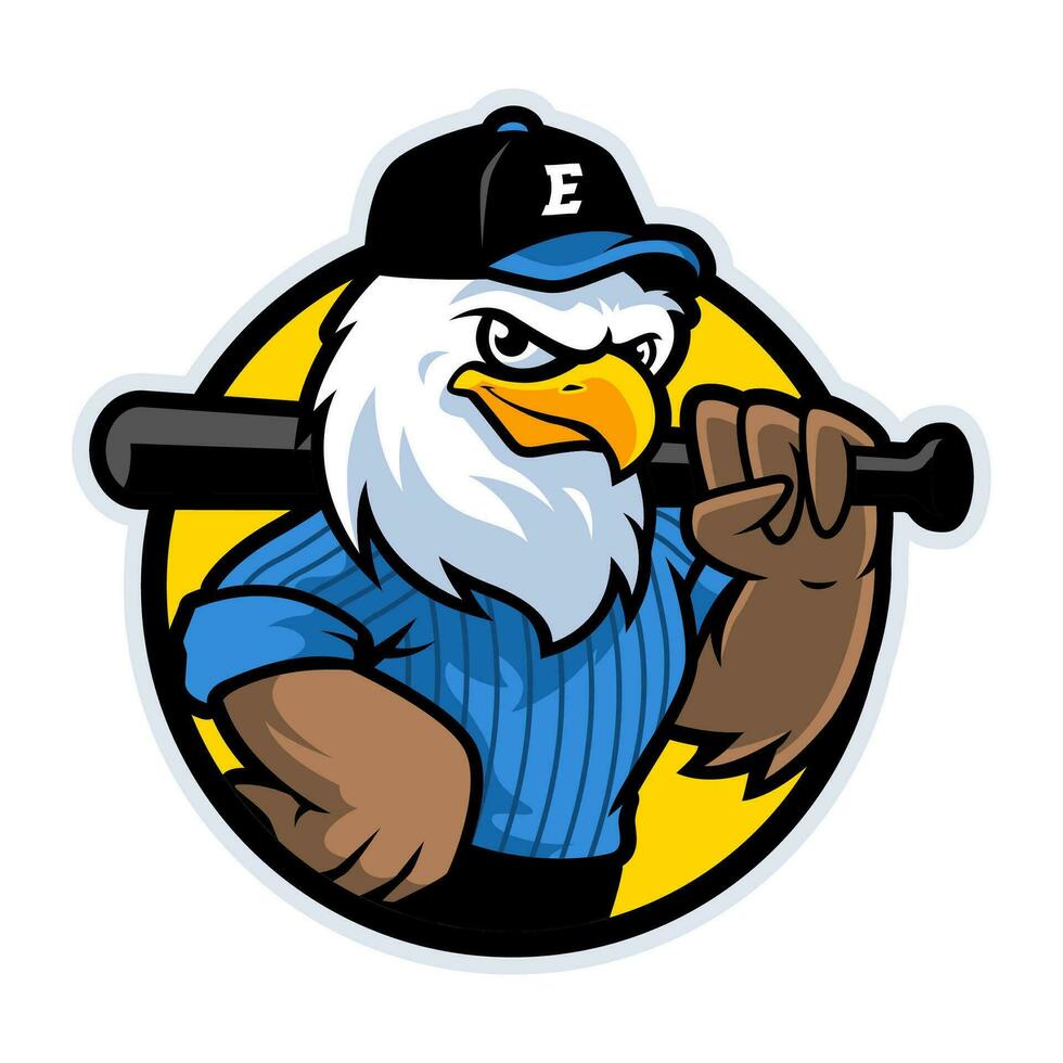 Adler Baseball Maskottchen Logo Vorlage vektor